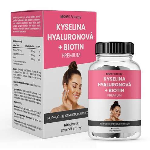 MOVit Kyselina hyaluronová+Biotin PREMIUM - Гиалуроновая кислота+Биотин ПРЕМИУМ тоб.60